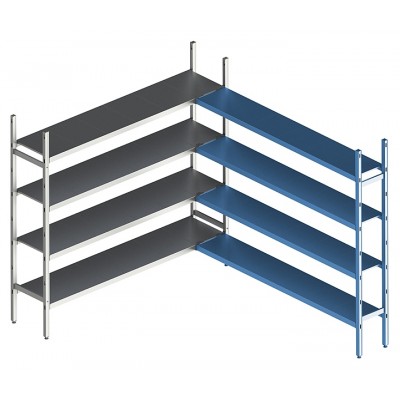 Стеллаж модульный угловой дополнительный POLAIR LOAD.ME INOX 16AL.4IN40.14C